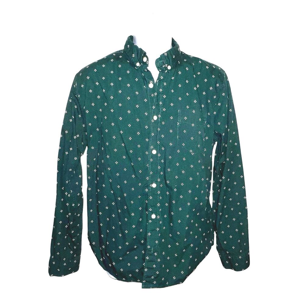 Aeropostale men’s size L green geometric long‎ sleeve button front dark academia